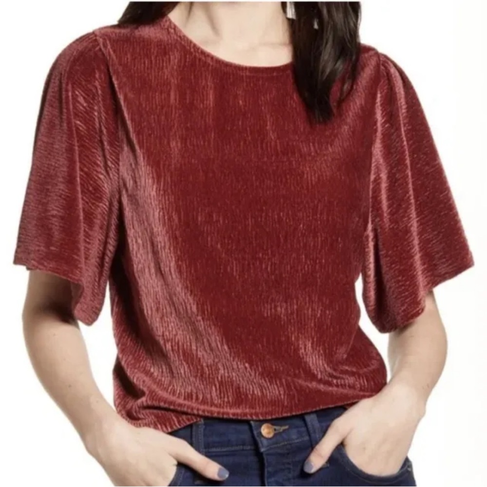 Madewell Texture & Thread Velvet short sleeve top/blouse